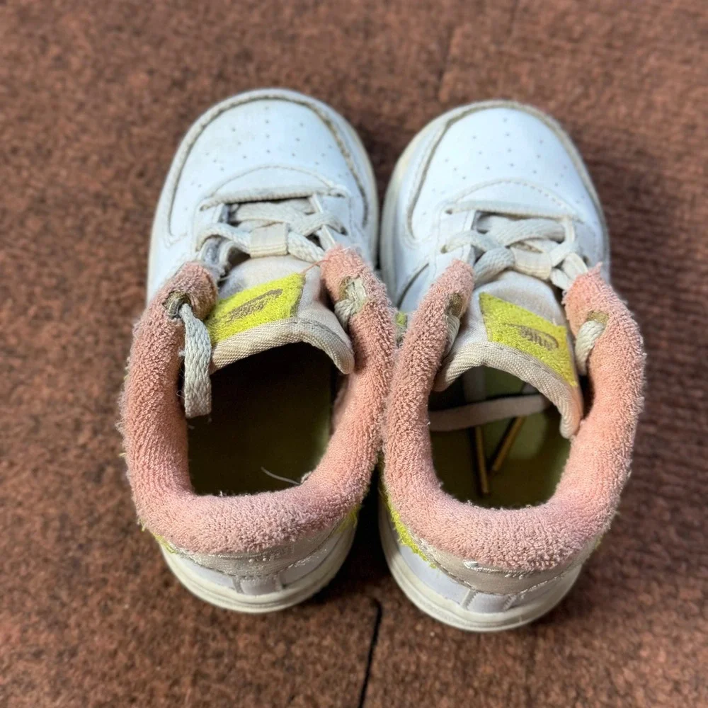 A+ Nike Air Force 1 Low Toddler 7C White Lime Green Peach DV2200-100 Sneaker